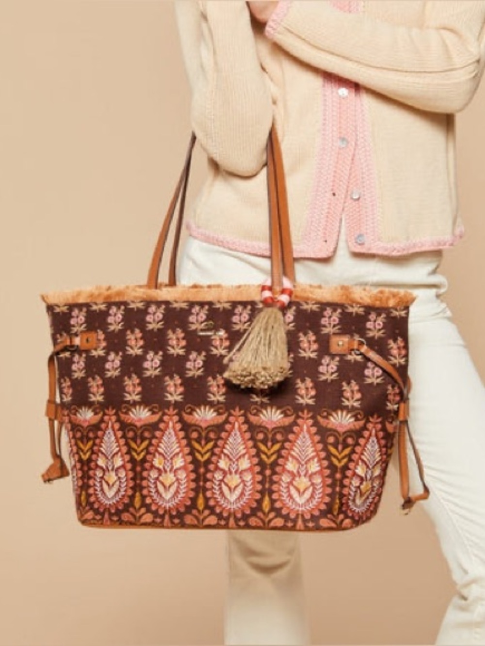 Spartina Jet Setter Pink Paisley Tapestry Tote